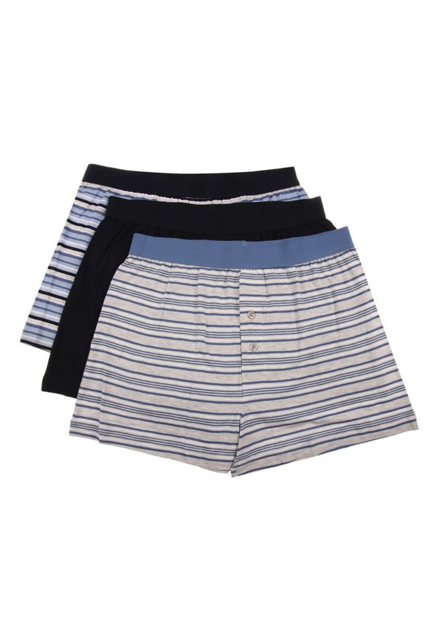 Men Peacocks Underwear | Mens 3Pk Navy Stripe Loosefit Boxer ...